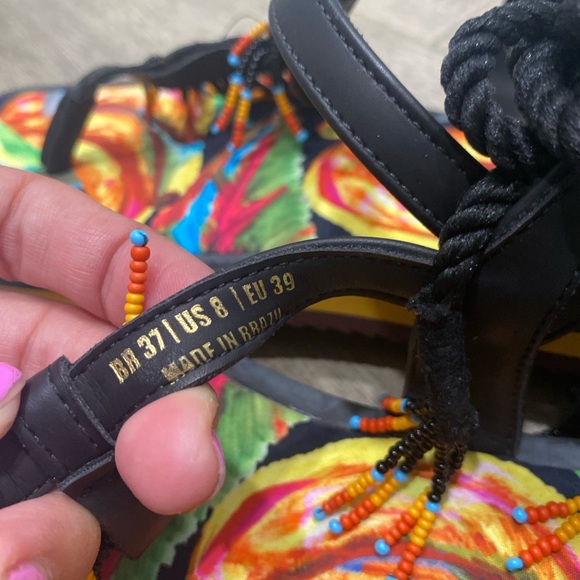 Farm Rio tassel ankle wrap sandals size 8 - Picture 5 of 10